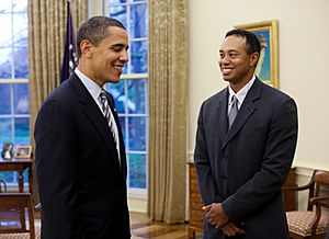 Barack Obama meets Tiger Woods 4-20-09