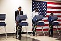 Barack Obama votes in the 2012 election