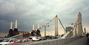Battersea Power Station and Chelsea Bridge London UK 1992