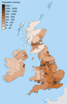 British Isles population density 2011 NUTS3