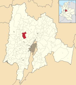 Location of the municipality and town inside Cundinamarca Department of Colombia