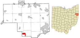 Location of Salineville in Columbiana County, Ohio.