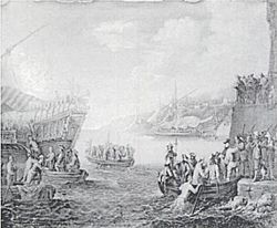 Cornelius de Wael, Troops Embarking on a Galley in the Port of Genoa