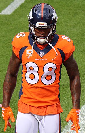 Demaryius Thomas (Denver Broncos player) during game against Oakland Raiders on October 1, 2017 in Denver, Colorado
