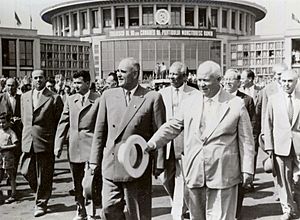 Gheorghiu-Dej & Khrushchev at Bucharest's Baneasa Airport (June 1960)