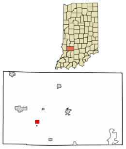 Location of Lyons in Greene County, Indiana.