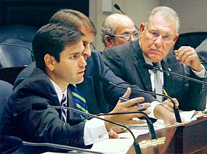 House Select Committee on Private Property Rights Chairman Rep. Marco Rubio, R-Miami, left, guides discussion 2005-10-18