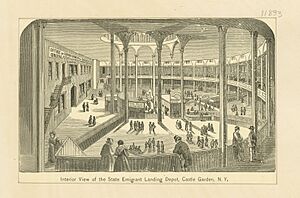Interior view of the State Emigrant Landing Depot, Castle Garden, N.Y (NYPL b13476047-423062)