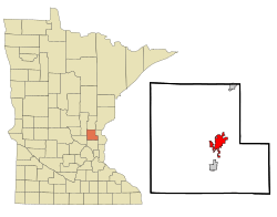 Location of the city of Cambridgewithin Isanti County, Minnesota
