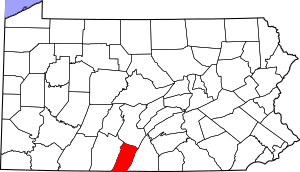 Map of Pennsylvania highlighting Fulton County