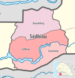 Map of the departments of the Sédhiou region of Senegal
