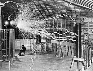 Nikola Tesla, with his equipment Wellcome M0014782 - restoration2