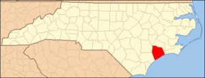 North Carolina Map Highlighting Onslow County