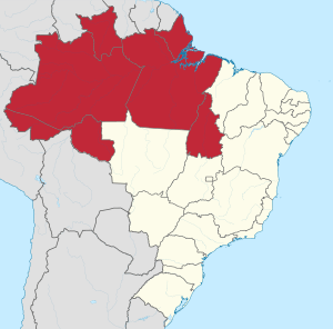 Location of North Region in Brazil