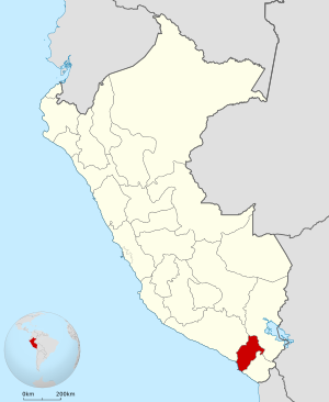 Location of the Department of Moquegua in Peru