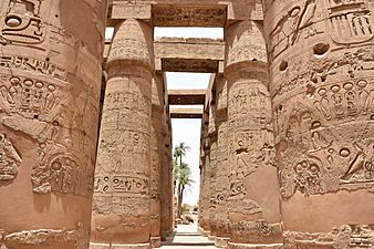 Pillars of Great Hypostyle Hall in Karnak Luxor Egypt