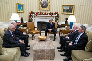 President Barack Obama greets the 2016 American Nobel Prize winners in the Oval Office
