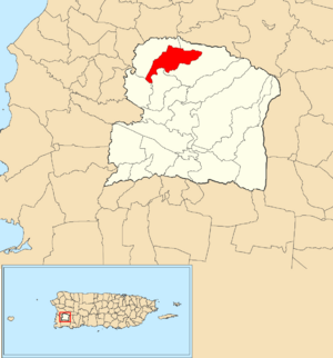 Location of Rosario Peñon within the municipality of San Germán shown in red
