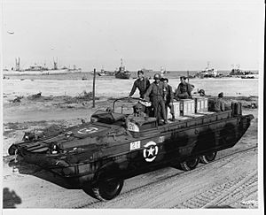 SC 429012 DUKW amphibious truck with a load of blood and medical personnel