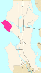Map of Magnolia's location in Seattle