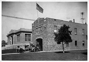 Upland Public Library and fire station (circa 1915) courtesy of Upland Public Library