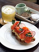 2014 smoked salmon and egg salad toasted baguette