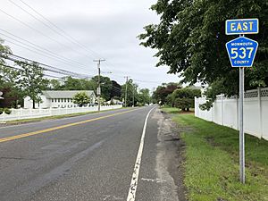 2018-05-28 15 42 23 View east along Monmouth County Route 537 (Eatontown Boulevard) at New Jersey State Route 71 (Monmouth Road) in Oceanport, Monmouth County, New Jersey