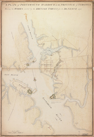 A plan of Portsmouth Harbour in the province of Virginia shewing the works erected by the British forces for its defence, 1781. LOC gm71000689