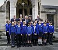 Alex Salmond and school pupils