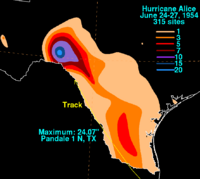 Alice 1954 rainfall