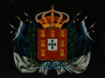 Armas Reais de Portugal, pintura sous-verre, séc XIX-XX