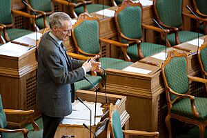 Bertel Haarder i forbindelse med graensehindringsdebat i Folketinget