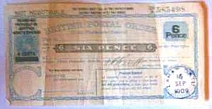 British North Borneo Postal Order 1909 6d