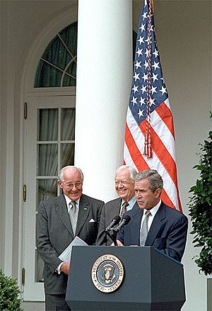 Bush-Carter-Michel Press Conference 2001