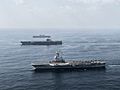 Carriers Charles de Gaulle (R91) - Harry S. Truman (CVN-75) and Cavour (550) underway in the Gulf of Oman on 3 January 2014 (140103-N-CL550-634)