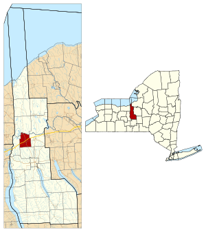 Location within Cayuga County and New York