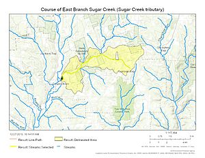 Course of East Branch Sugar Creek (Sugar Creek tributary)