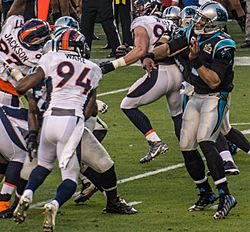 DeMarcus Ware and Cam Newton Super Bowl 50