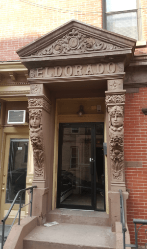 El Dorado Apartments door on 12th St. in Hoboken, NJ