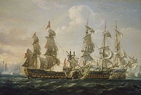 HMS Captain capturing the San Nicolas and the San Josef
