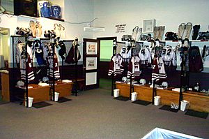 Hershey Bears Hockey Club locker room at HersheyPark Arena