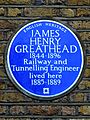 JAMES HENRY GREATHEAD 1844-1896 Railway and Tunnelling Engineer lived here 1885-1889