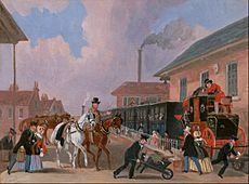 James Pollard - The Louth-London Royal Mail Travelling by Train from Peterborough East, Northamptonshire - Google Art Project