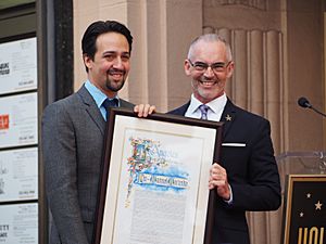 Lin-Manuel Miranda Hollywood Walk of Fame ceremony (with Los Angeles City Councilman Mitch O'Farrell) (46123909791)