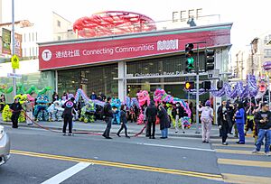 Lion and dragon dance at Chinatown Rose Pak station