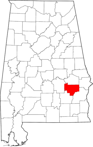 Map of Alabama highlighting Bullock County