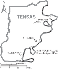 Map of Tensas Parish Louisiana With Municipal Labels