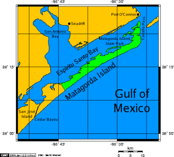 Map of Matagorda Island and San Antonio Bay