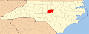 North Carolina Map Highlighting Chatham County