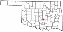 Location of Wanette, Oklahoma